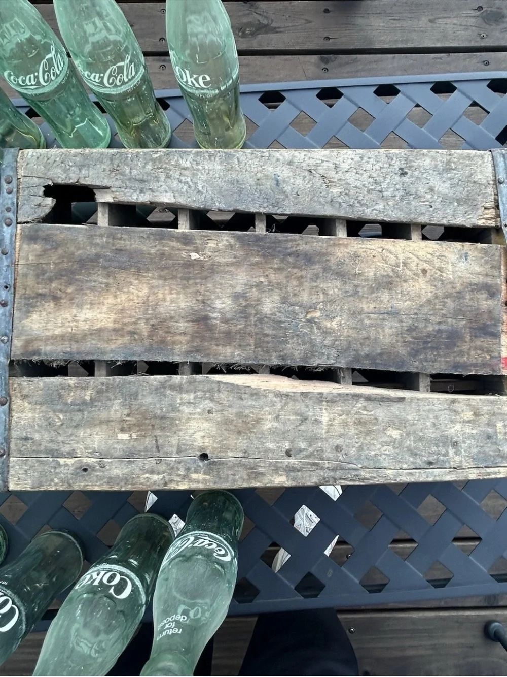 Coca Cola Yellow Wooden Crate with 24 Glass Bottles (10oz). Very sturdy crate.